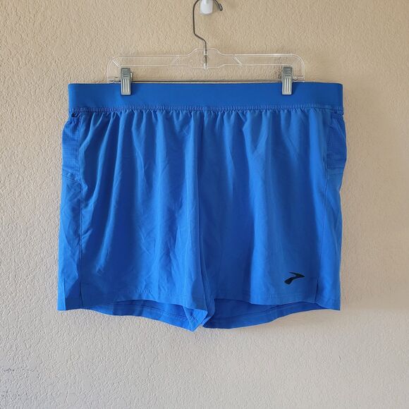 Blue Brooks Running Run Happy Lined Athletic Shorts Sherpa 5" Mens Sz Xl Xlarge - Picture 1 of 8